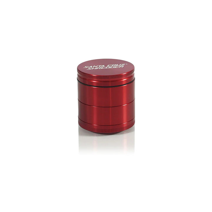 Santa Cruz Shredder Medium Grinder in Red with anodized metal finish.