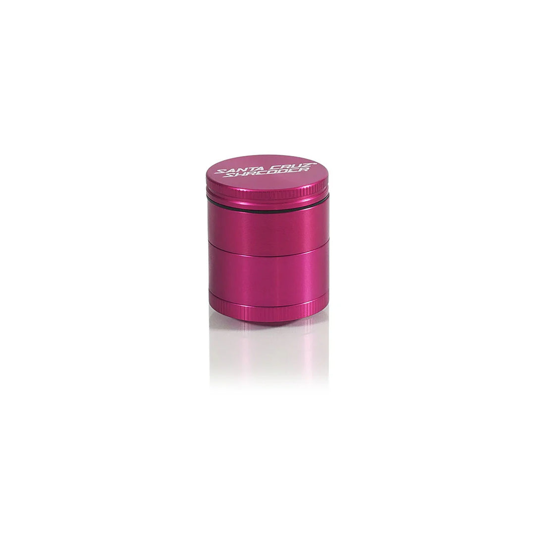 Santa Cruz Shredder Small Grinder in Pink – four-piece anodized aluminum with secure magnet lid.