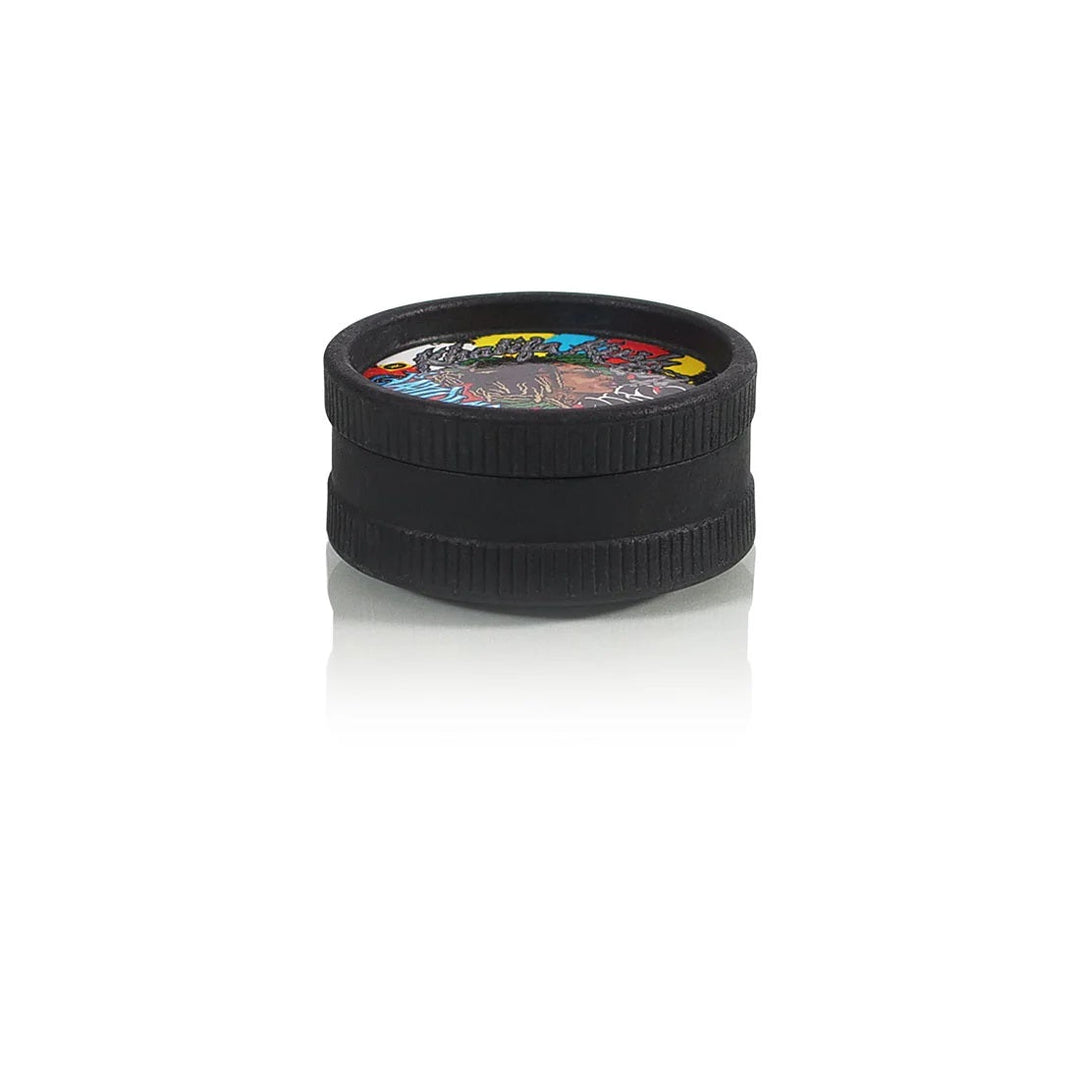 Top-down view of eco-friendly Khalifa Kush grinder made from natural hemp