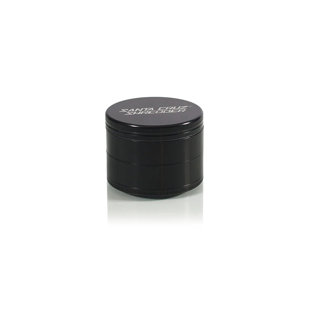 black Santa Cruz Shredder large aluminum grinder on clean white background