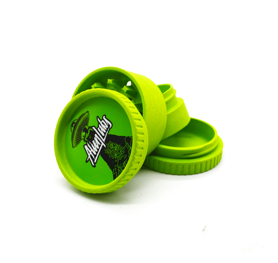 Santa Cruz Shredder x Alien Labs Hemp 4 Piece Grinder — Lime colorway biodegradable hemp grinder