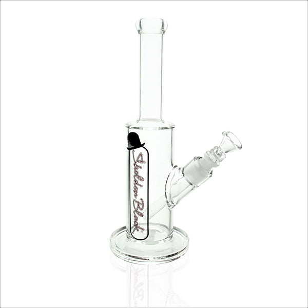 Sheldon Black 13 inch Grasso Straight Stepped Tube Oblong Red bong with 14mm joint