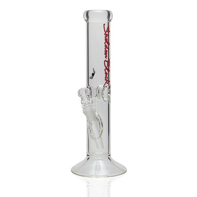 Sheldon Black Glass 13 inch Medio Straight Tube 50x5mm Red accent bong with 14mm joint