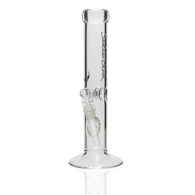 Sheldon Black Glass 13 inch Medio Straight Tube 50x5mm White accent bong with 14mm joint