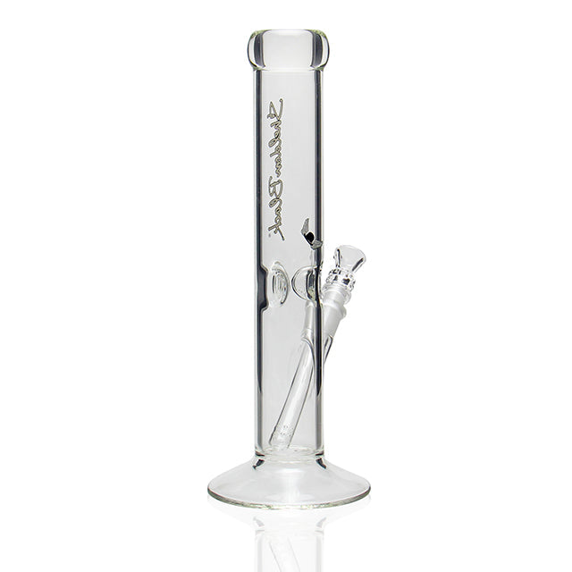 Sheldon Black Glass 13 inch Medio Straight White side view of white accents
