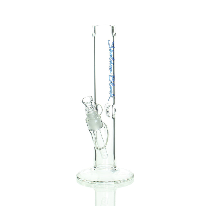 Sheldon Black 13in Grasso Straight Tube Signature Blue — 50x5mm thick glass straight bong in Signature Blue accent