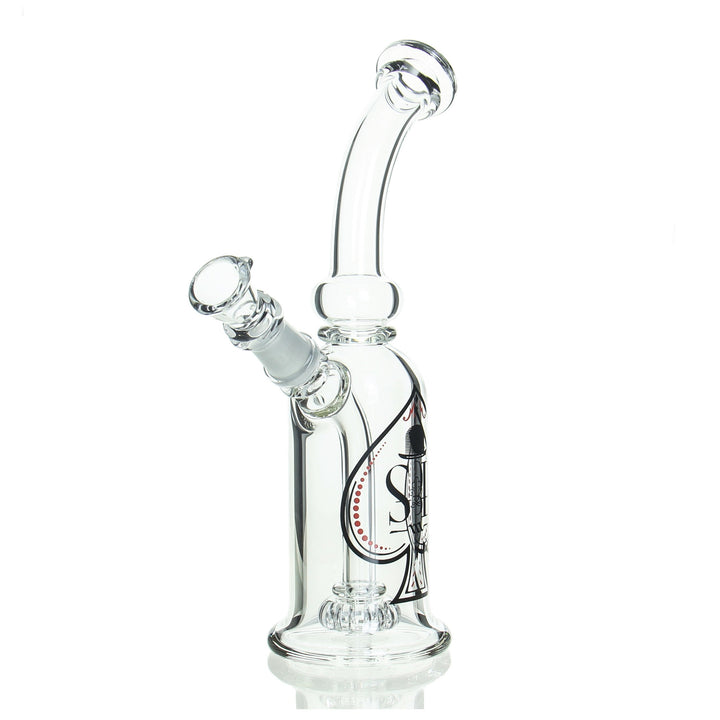 Sheldon Black The Bottle Bubbler Spade Red — handmade bottle-style bubbler with Spade etched artwork in red