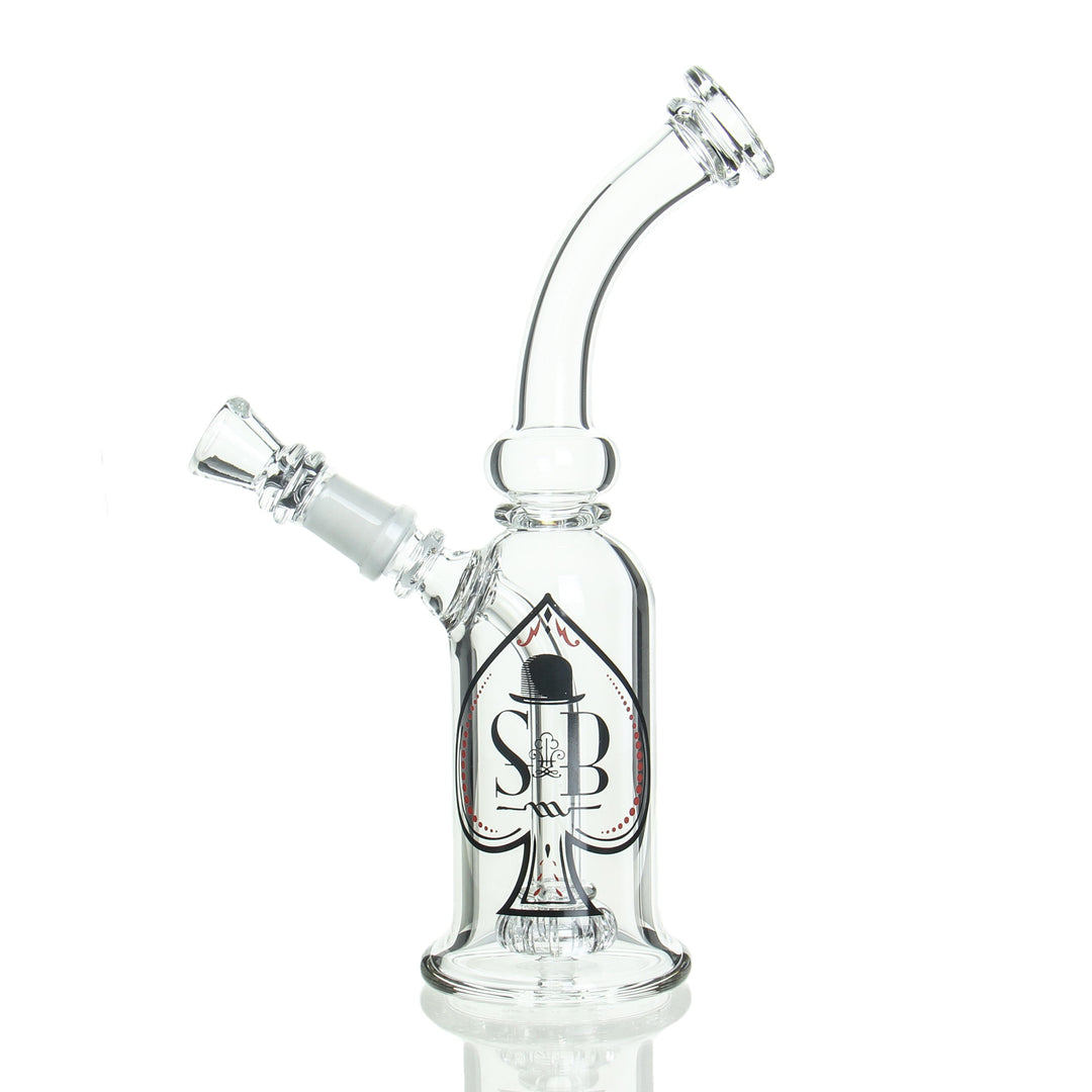 Sheldon Black The Bottle Bubbler Spade Red — Spade Red bottle bubbler etched artwork detail