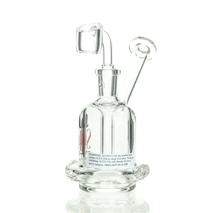 Sheldon Black Derby Bubbler Hat Red — handblown bubbler dab rig shaped like a derby hat in red colorway