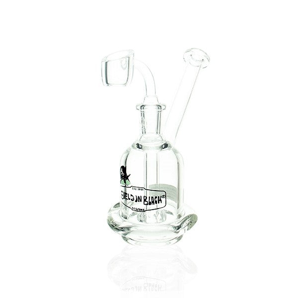 Sheldon Black Glass Derby Evan York Peek-A-Boo Green artwork bong with 14mm female joint
