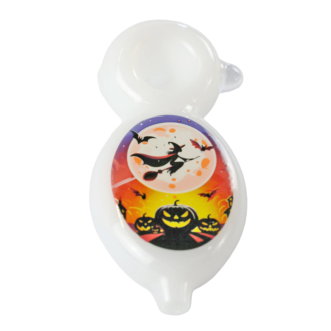 SirEEL 4" Oval Halloween Pipe with Haunted Castle Artwork