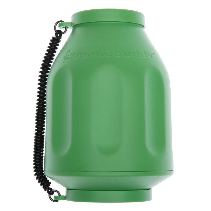 Smoke Buddy Original Personal Air Filter – Light Green full-size reusable odor eliminator with black coiled wrist strap.