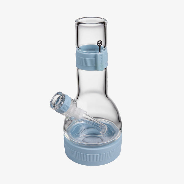 Softglass Core Bong in Cerulean blue, angled top-front-left view