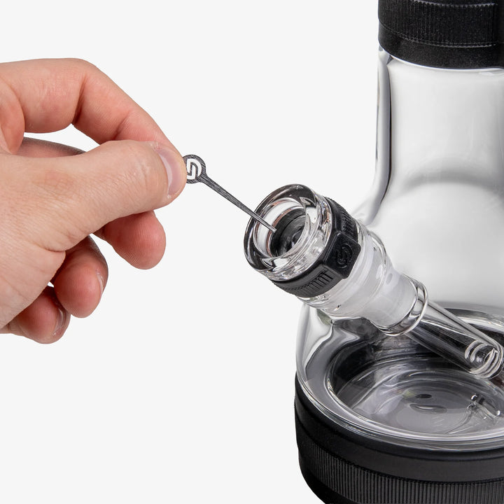 Close-up of the included metal tool stored in the Onyx silicone neck sleeve