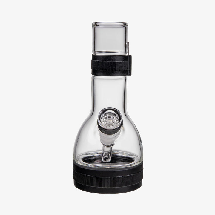 Softglass Core Bong in Onyx black, front view showing the 9 inch borosilicate body and 4 inch silicone base