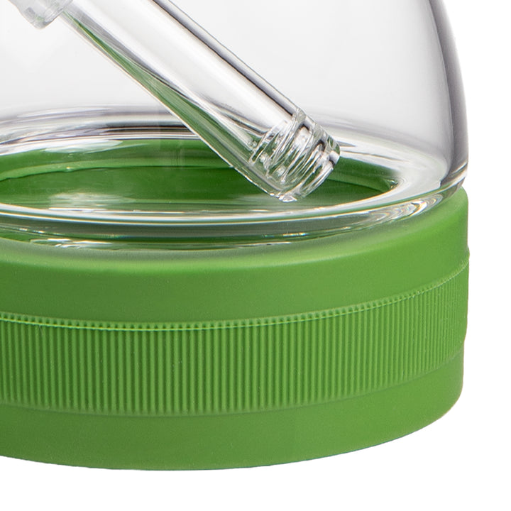Detail of the ribbed Pistachio silicone base foot that protects the bottom rim of the Softglass Core Bong