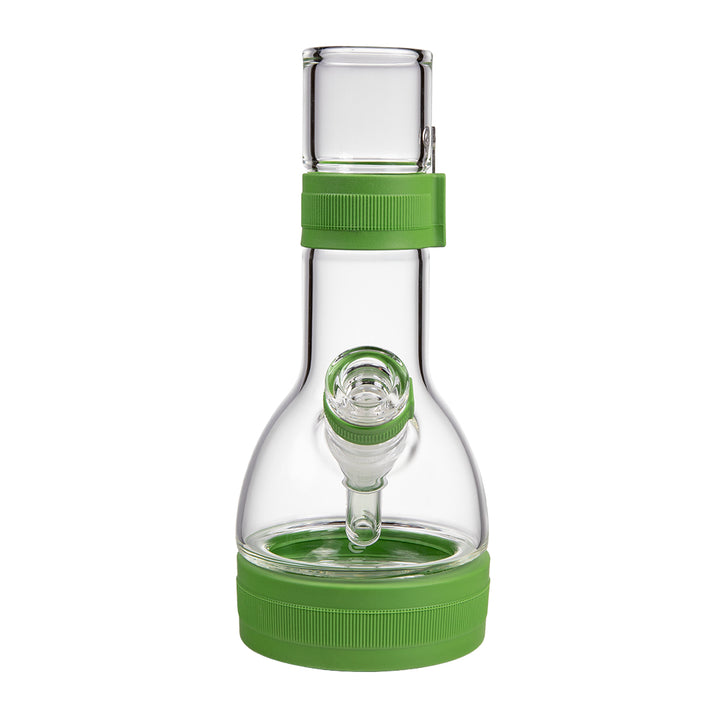Softglass Core Bong in Pistachio, front view showing the flask-shaped rounded base and 4 inch silicone foot