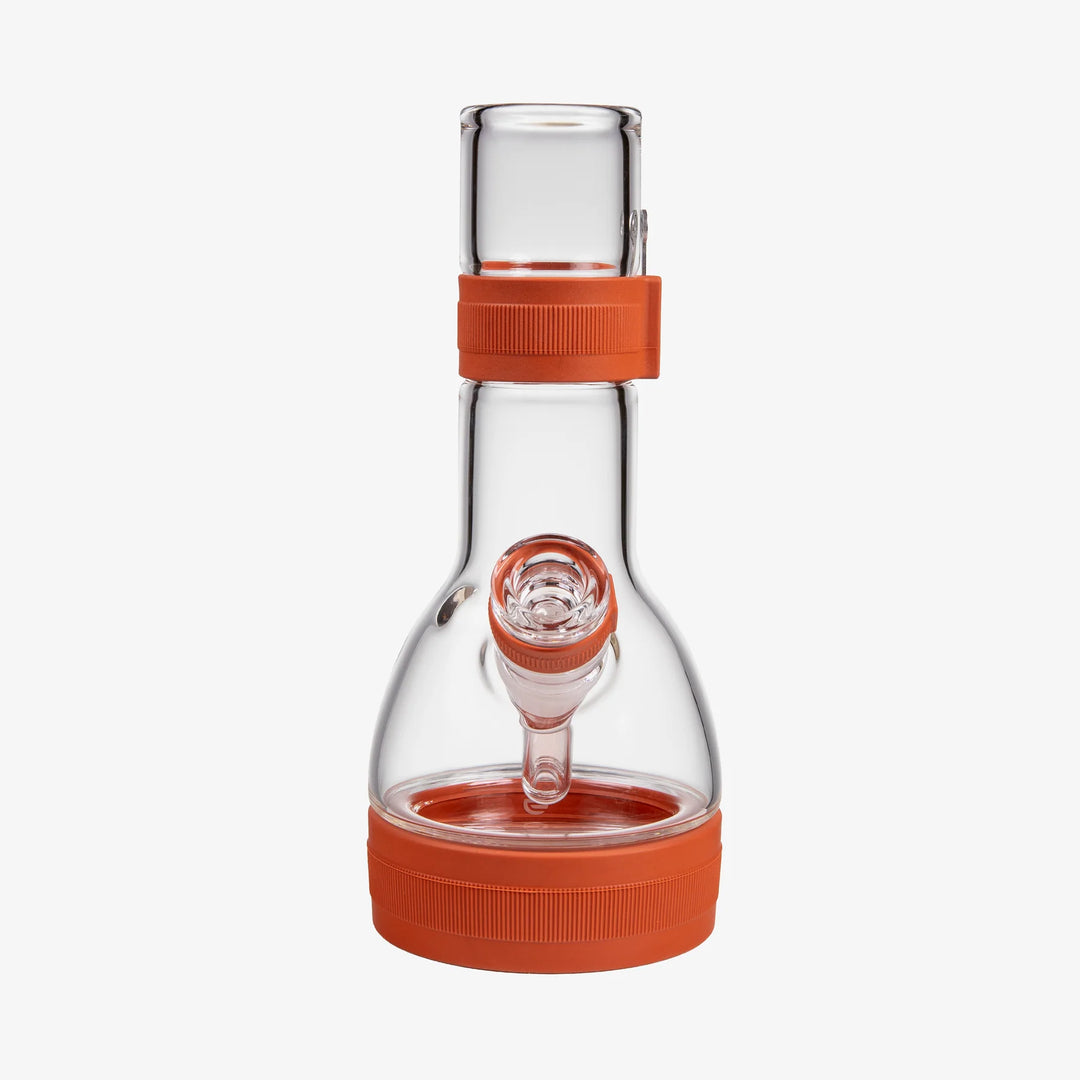 Softglass Core Bong in Sienna, front view showing the rounded flask base and wide silicone foot