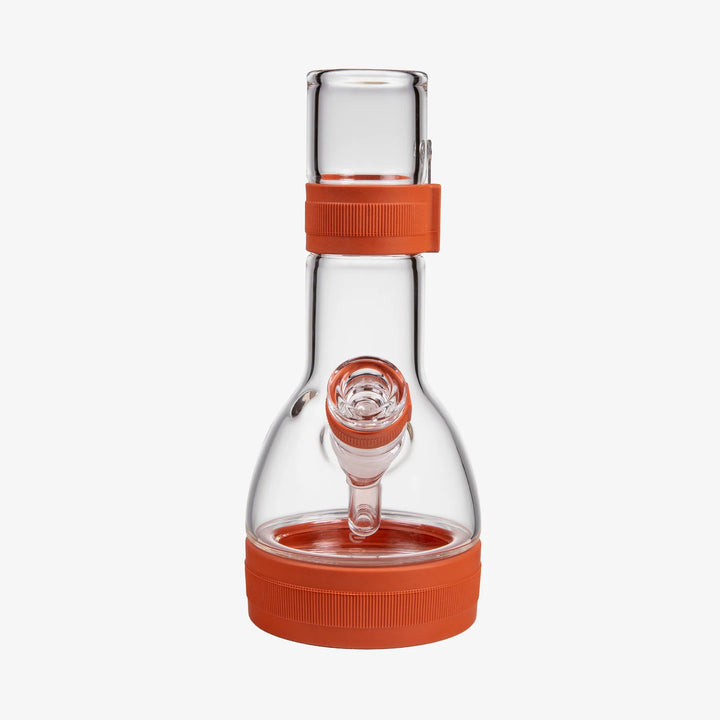 Softglass Core Bong in Sienna, front view showing the rounded flask base and wide silicone foot