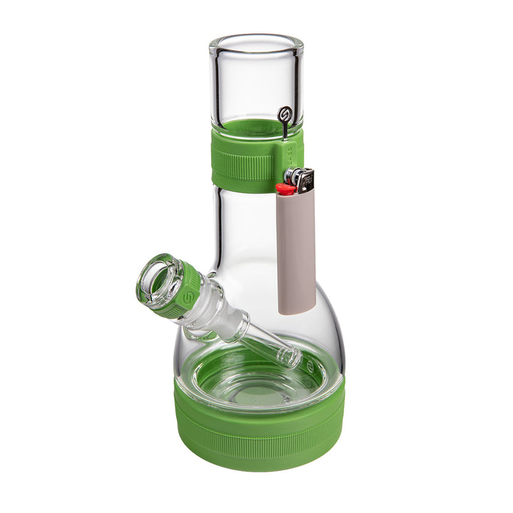 Softglass Core Bong with a standard Bic lighter held magnetically against the silicone neck band