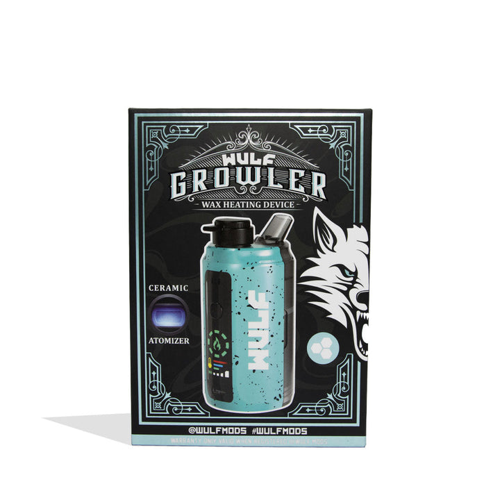 Wulf Mods Growler electronic dab rig in Teal Black Spatter, retail packaging