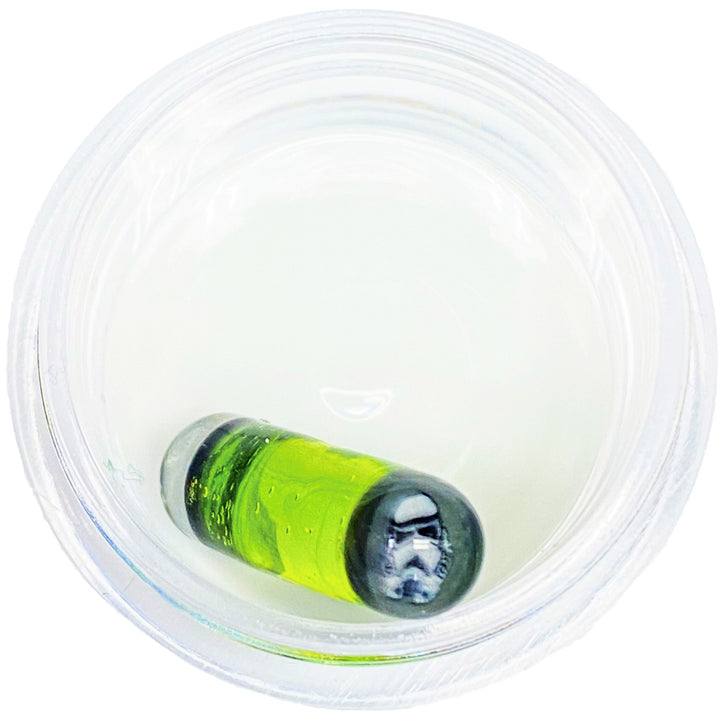Steve H Glass Strobel Milli Terp Pillar Storm Trooper Green — heady glass terp pillar with Storm Trooper cane in green