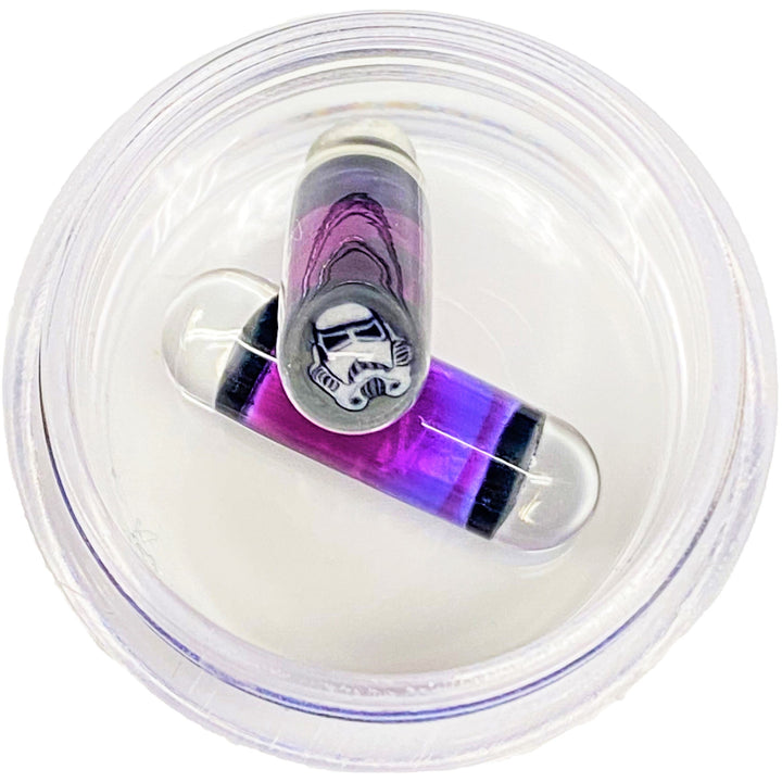 Steve H Glass Strobel Milli Terp Pillar Storm Trooper Purple — heady glass terp pillar with Storm Trooper cane in purple