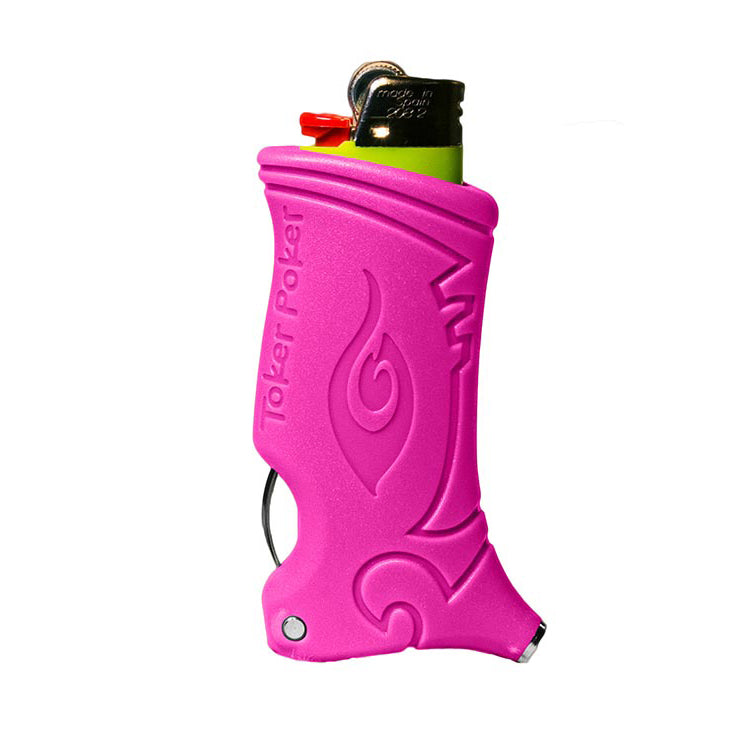 Toker Poker Pink lighter sleeve multi-tool with poker and tamper, alternate view