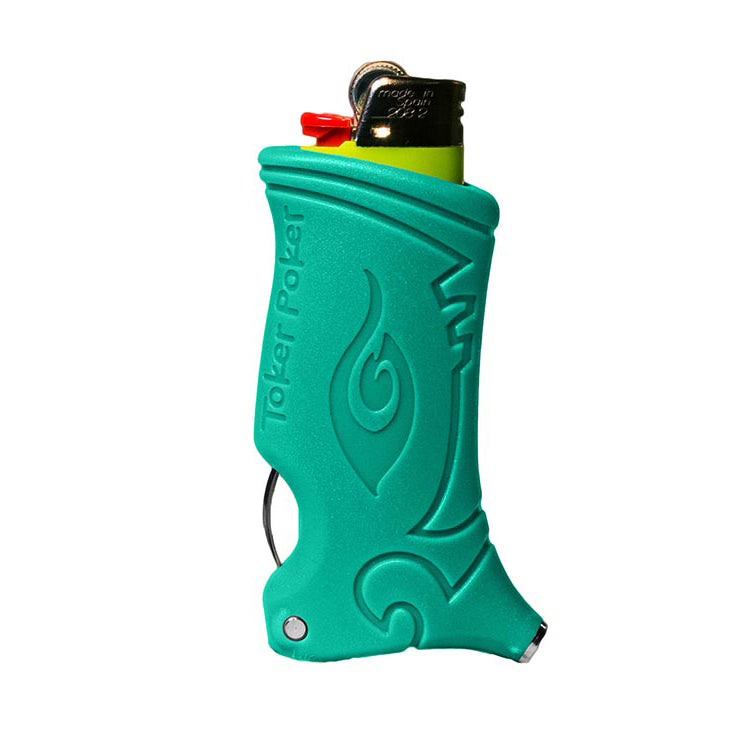 Toker Poker Turquoise lighter sleeve multi-tool with poker and tamper, alternate view