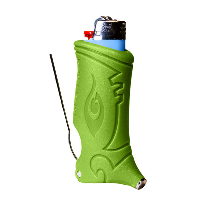 Toker Poker Lime Green lighter sleeve multi-tool with poker and tamper