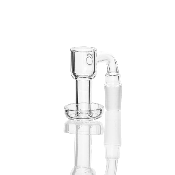 Compact angle of Toro - Terp Slurper XL quartz nail showing flat top and thick base for heat retention in concentrate rigs.
