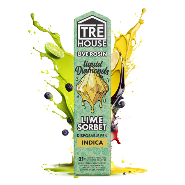 Tre House 2g Live Rosin Liquid Diamonds Disposable Vape Pen — Lime Sorbet flavor