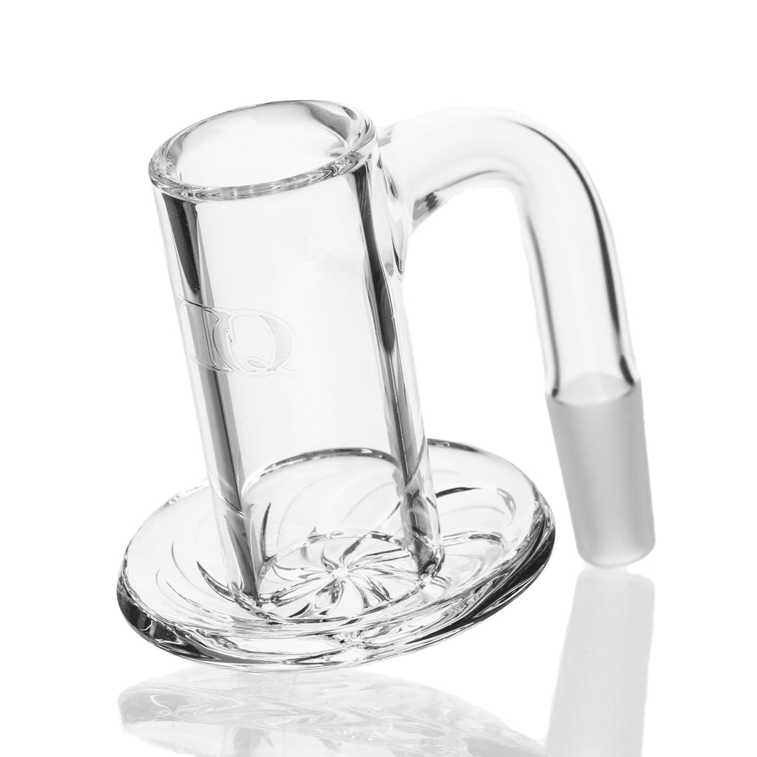 TruQuartz Cyclone Quartz Bucket 10mm Male 90deg — cyclone-style quartz banger bucket with 10mm male joint at 90 degrees