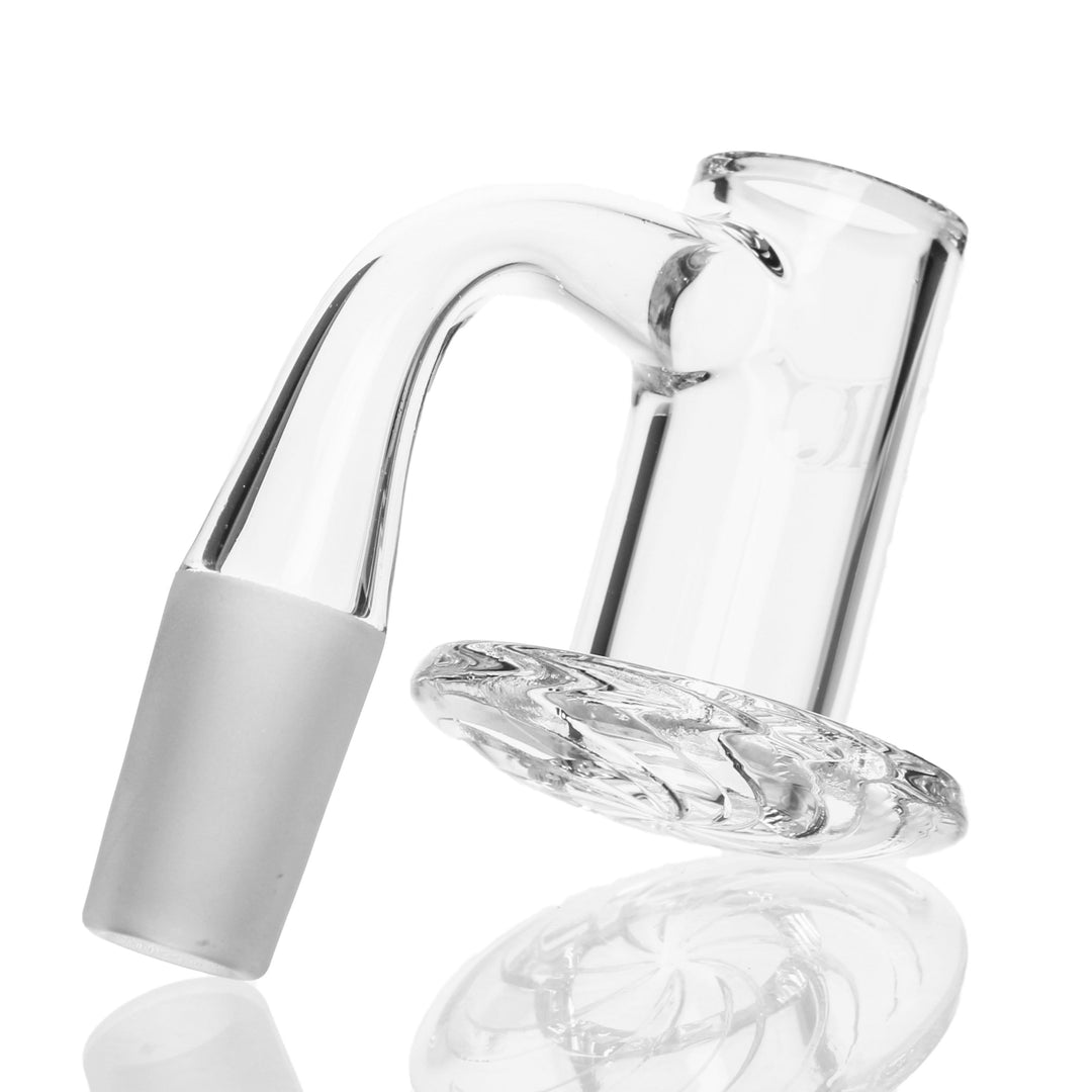 TruQuartz Cyclone Quartz Bucket 14mm Male 90deg — 14mm cyclone bucket shown from alternate angle