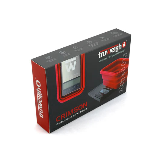 Truweigh Crimson digital scale retail packaging box front view