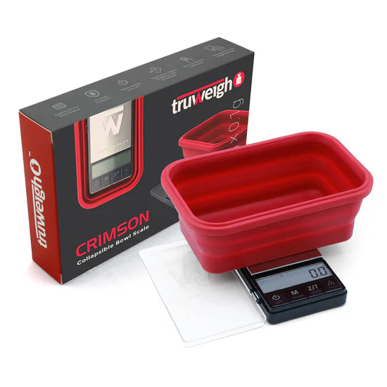 Truweigh Crimson 200 scale packaging with digital scale and accessories