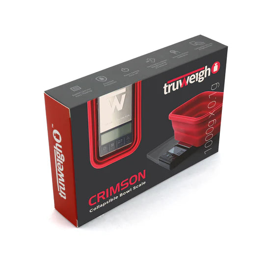 Truweigh Crimson 200 digital scale retail box packaging side angle