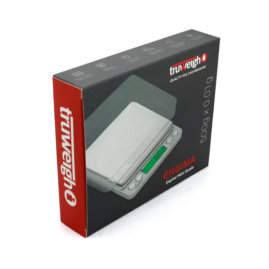Truweigh Enigma digital scale retail box packaging front view