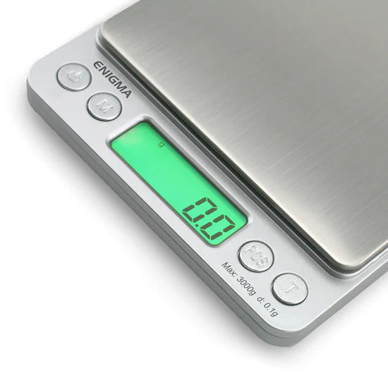Truweigh Enigma digital scale full kit showing scale and dual expansion trays