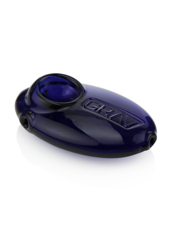 Grav Pebble Spoon hand pipe in blue glass finish