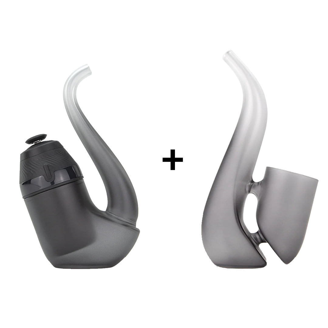 Puffco Proxy vaporizer with Proxy Bub glass bubbler side view