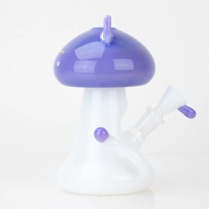 Close-up of Shroom Kitty Mini Rig with mushroom cap design