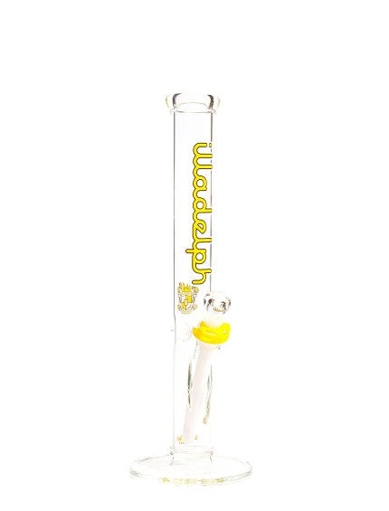 Illadelph Short Straight Yellow Label bong with K-Clip and Clipper lighter