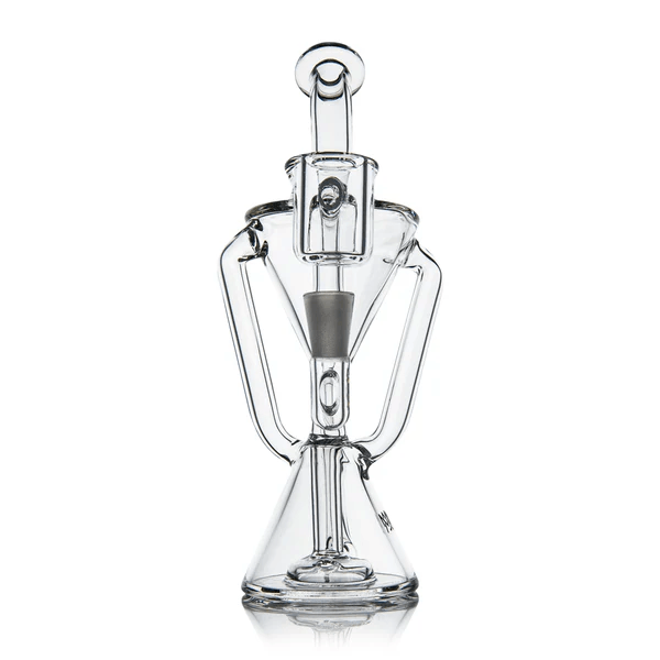 front view of Time Turner Dab Rig Double Uptake Recycler with 4-Hole Perc
