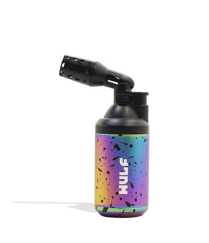 Wulf Mods Roar Torch – Full Color rainbow swirl finish, compact butane torch with ergonomic free-standing body.