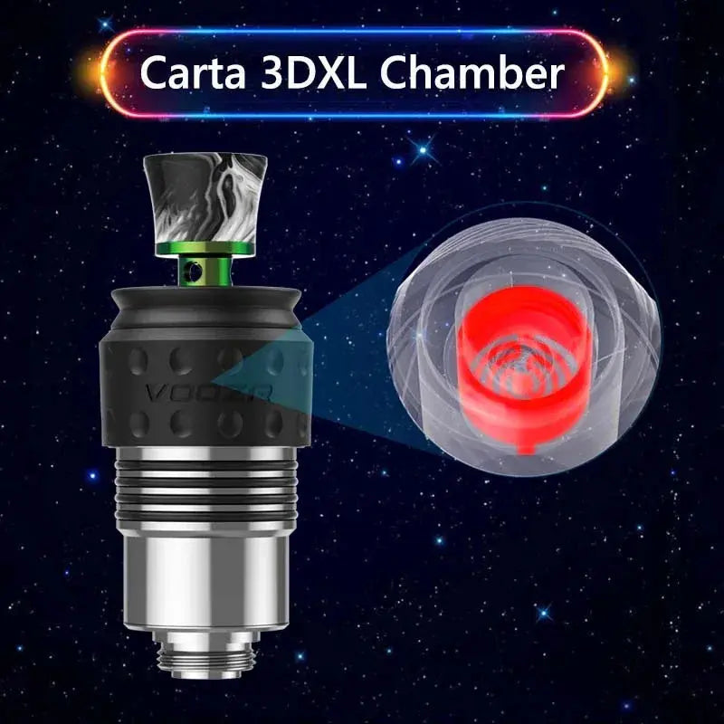 VOOZR Carta 2 3DXL chamber product graphic highlighting coated ceramic construction and compatibility with Focus V Carta 2 and Aeris devices