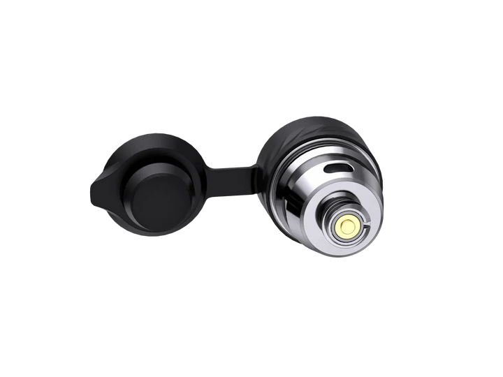 VOOZR New Peak 3DXL Atomizer bottom view highlighting the coil-less ceramic heating surface and electrical contacts
