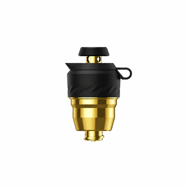 VOOZR New Peak 3DXL Atomizer in Gold with black cap and gold-finish chamber body, an XL Plus replacement chamber for the Puffco New Peak