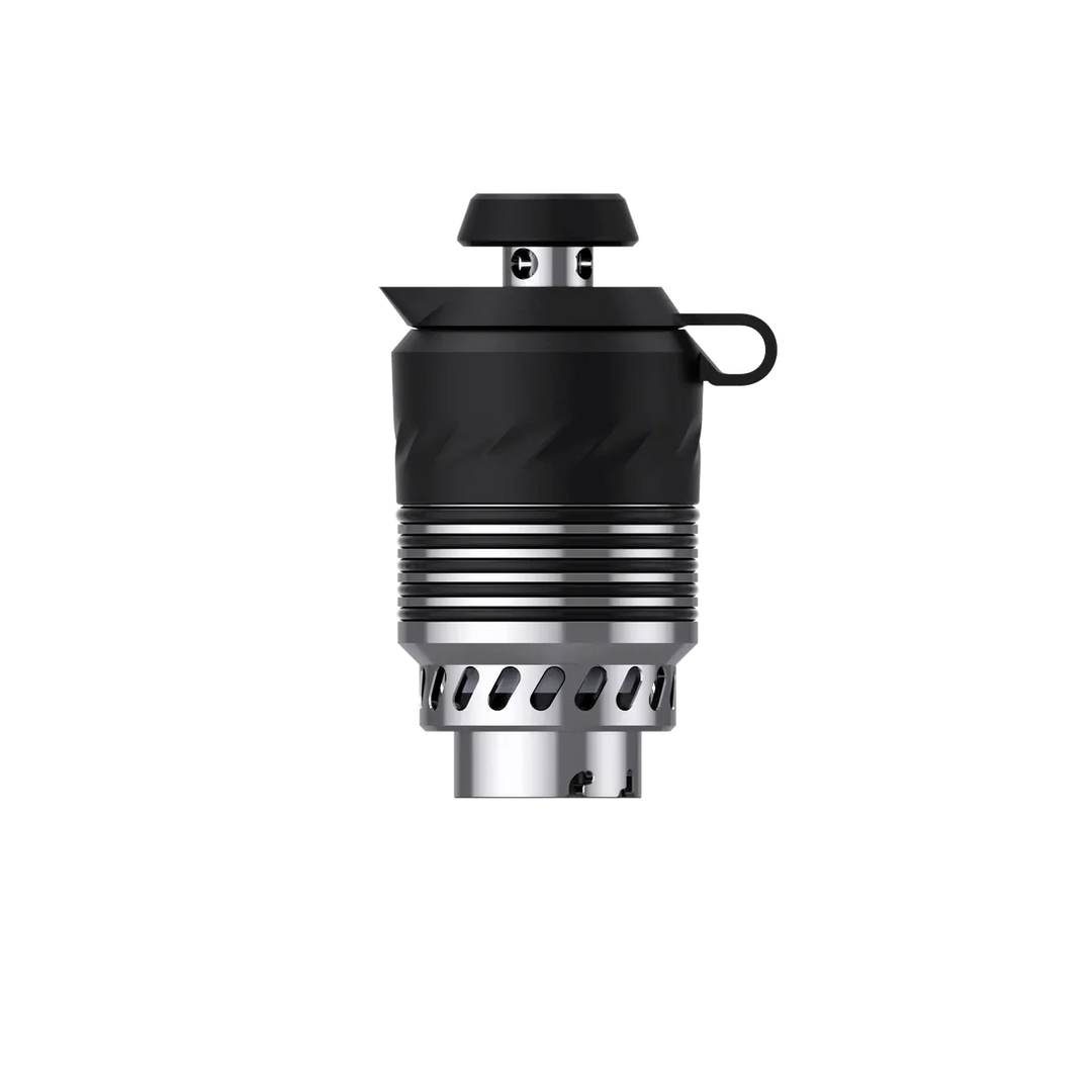 VOOZR Peak Pro 3DXL Atomizer installed on a Puffco Peak Pro showing the high-capacity chamber for bigger bowls and longer sessions