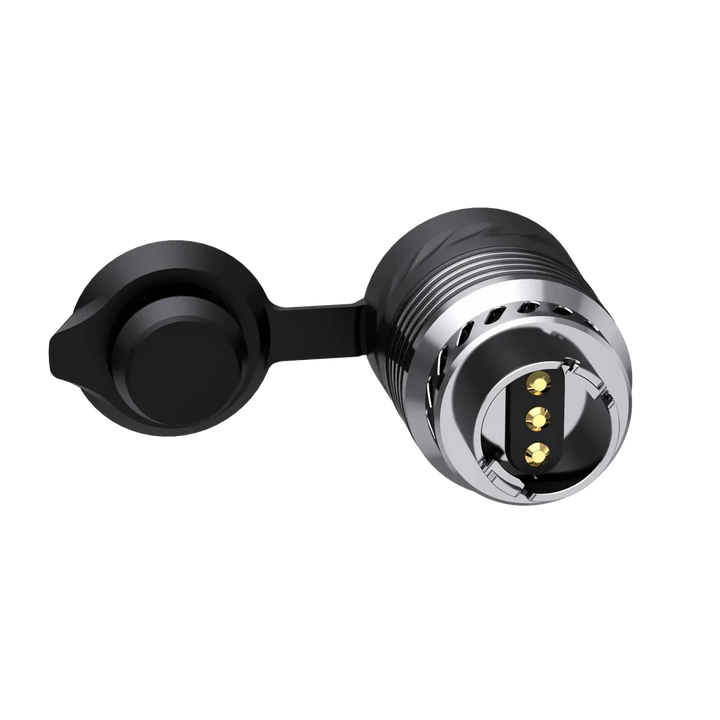 VOOZR Peak Pro 3DXL Atomizer bottom contact view showing the electrical connection and secure fit for Puffco Peak Pro